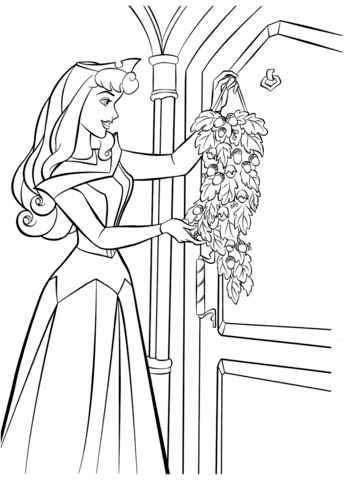 Aurora Makes A Festive Decoration For Her Door Coloring Page